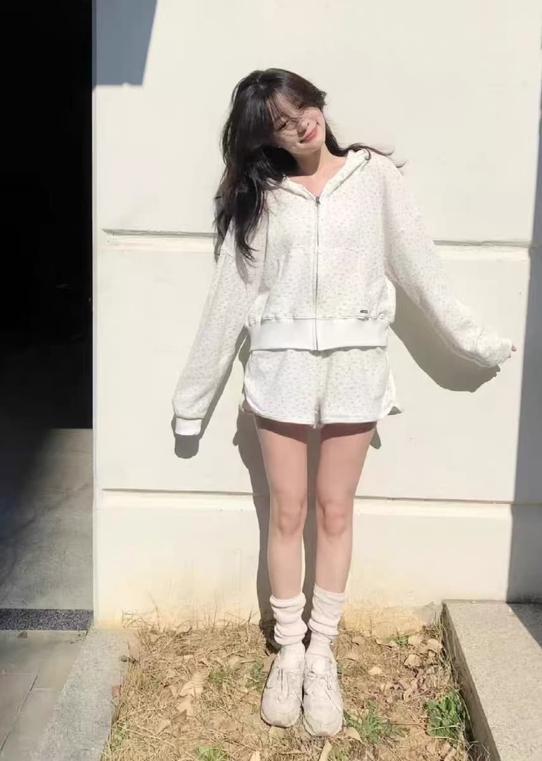 (셋업) 레터프롬문 앤디 플라워 와플 트레이닝 상품이미지1