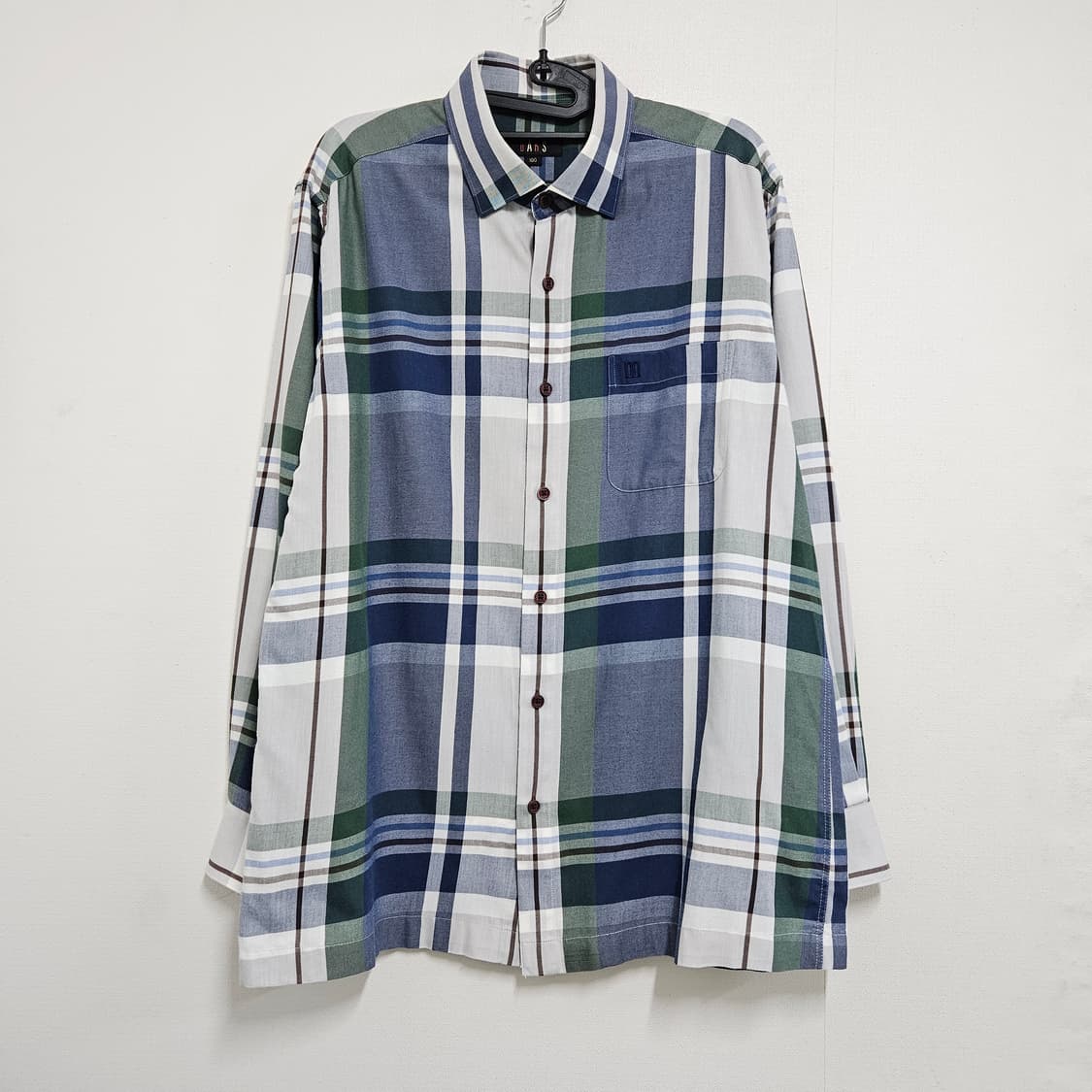 100 닥스 체크셔츠 블루 카키 상품이미지2
