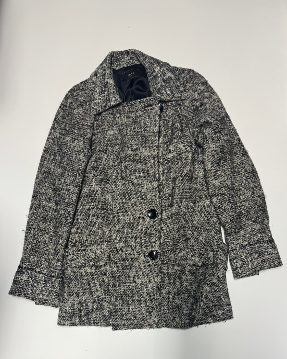 여성 르샵 Leshop 폭스모피 배색 트위드 코트 상품이미지1