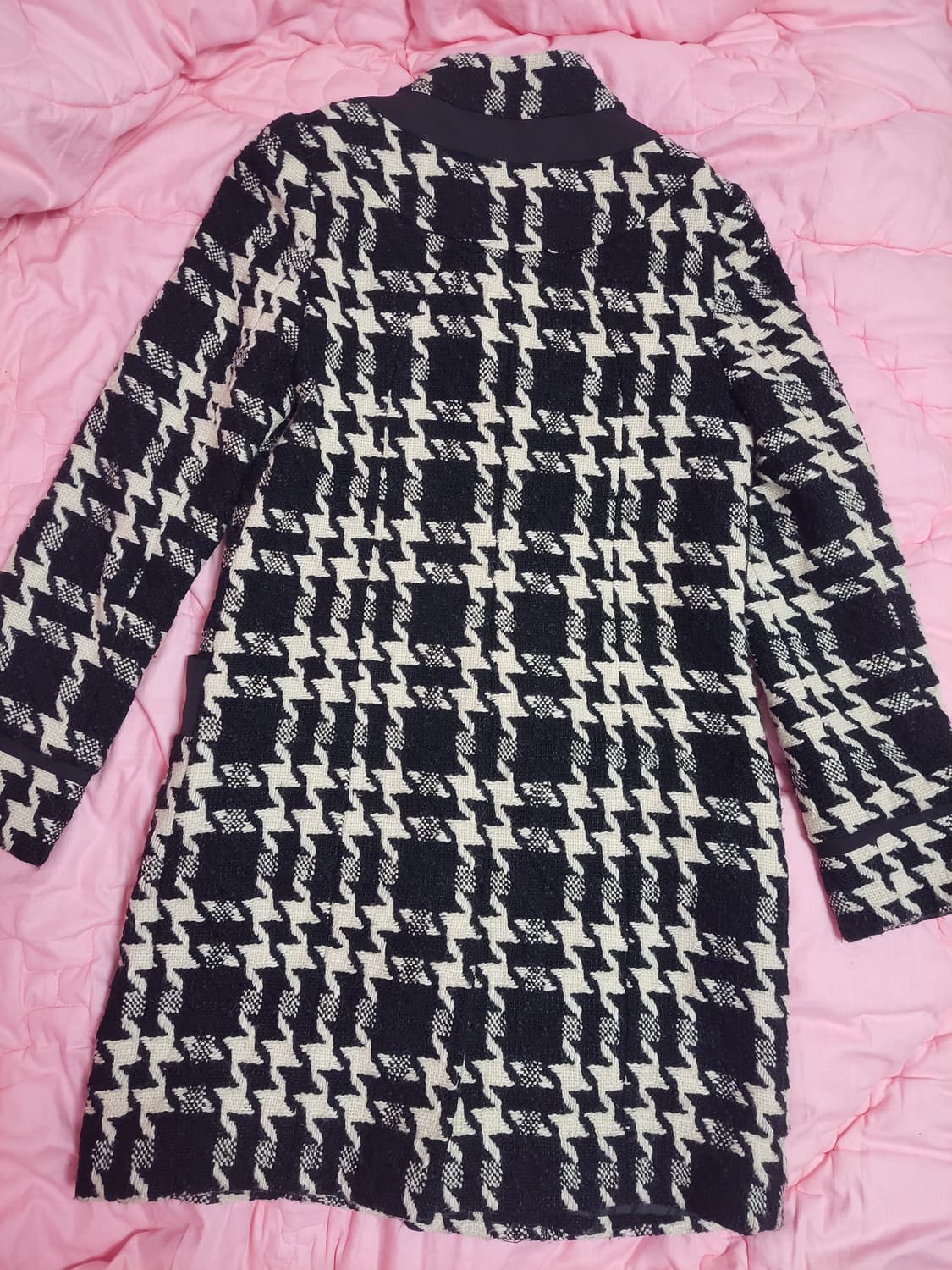 급처상태좋음!온앤온 샤넬,디올느낌 하운드투스체크 리본트위드코트 레니본st 상품이미지3