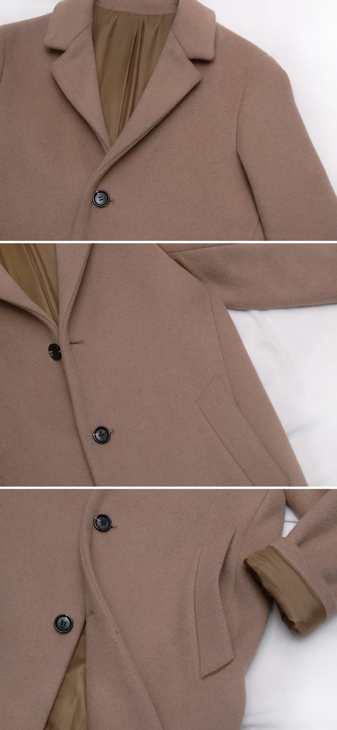 컨셉원 울캐시미어 허니 브라운 클래식 싱글 롱코트 (M / 95-100) 상품이미지8