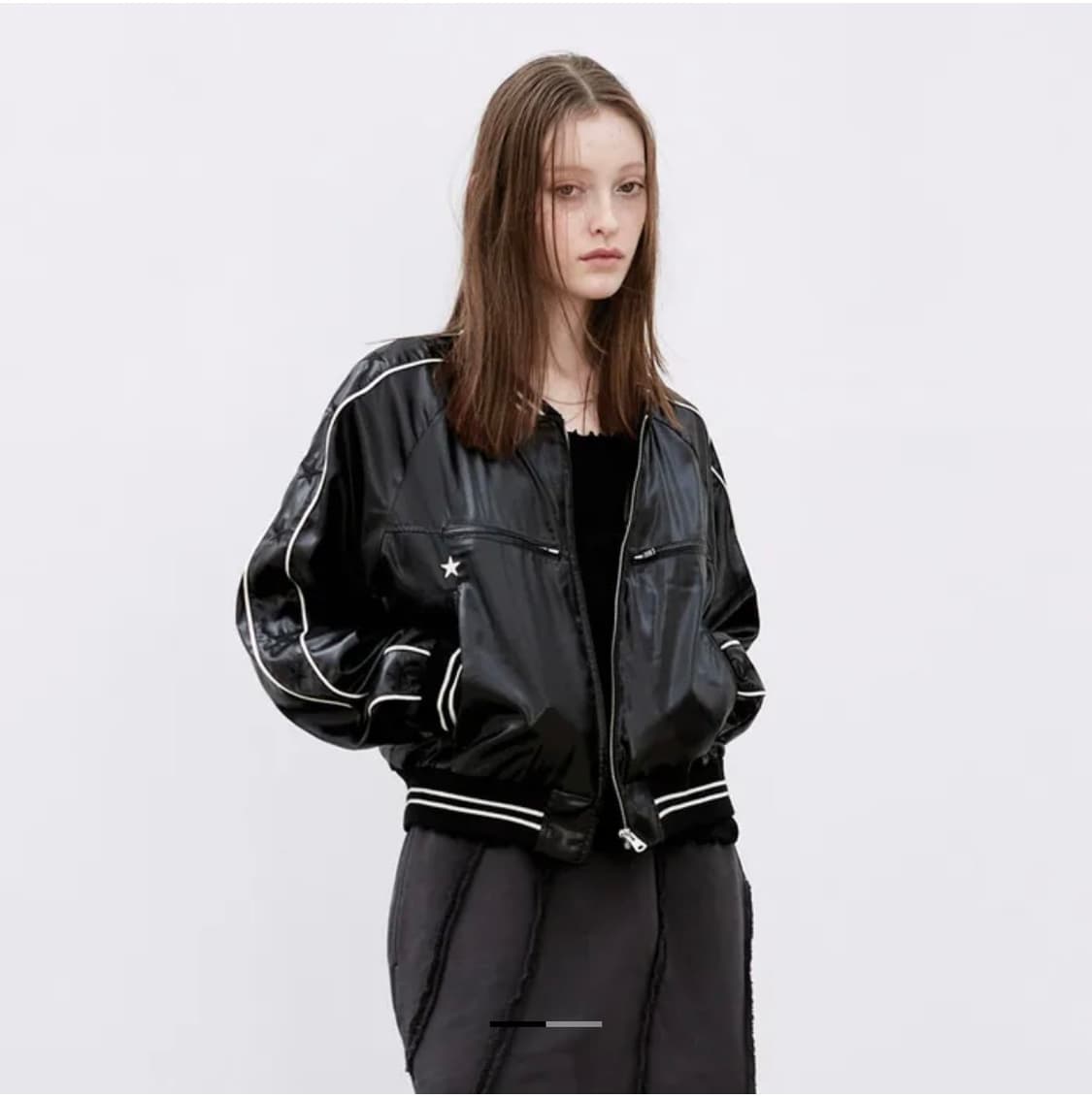 경 Gyeong Star Satin Bomber 새틴 봄버 자켓 상품이미지1