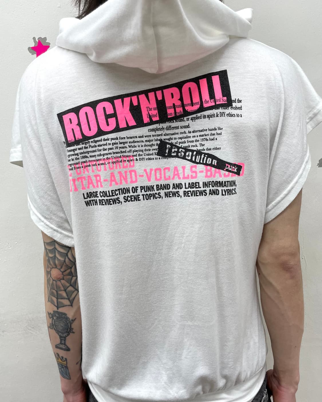 Retro Pink American Flag Hooded T-Shirt 상품이미지3