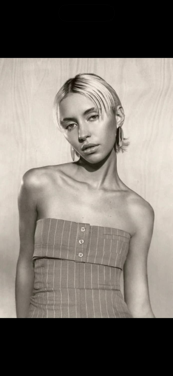 택달린 새상품 자라 핀스트라이프 크롭 탑 L 상품이미지3