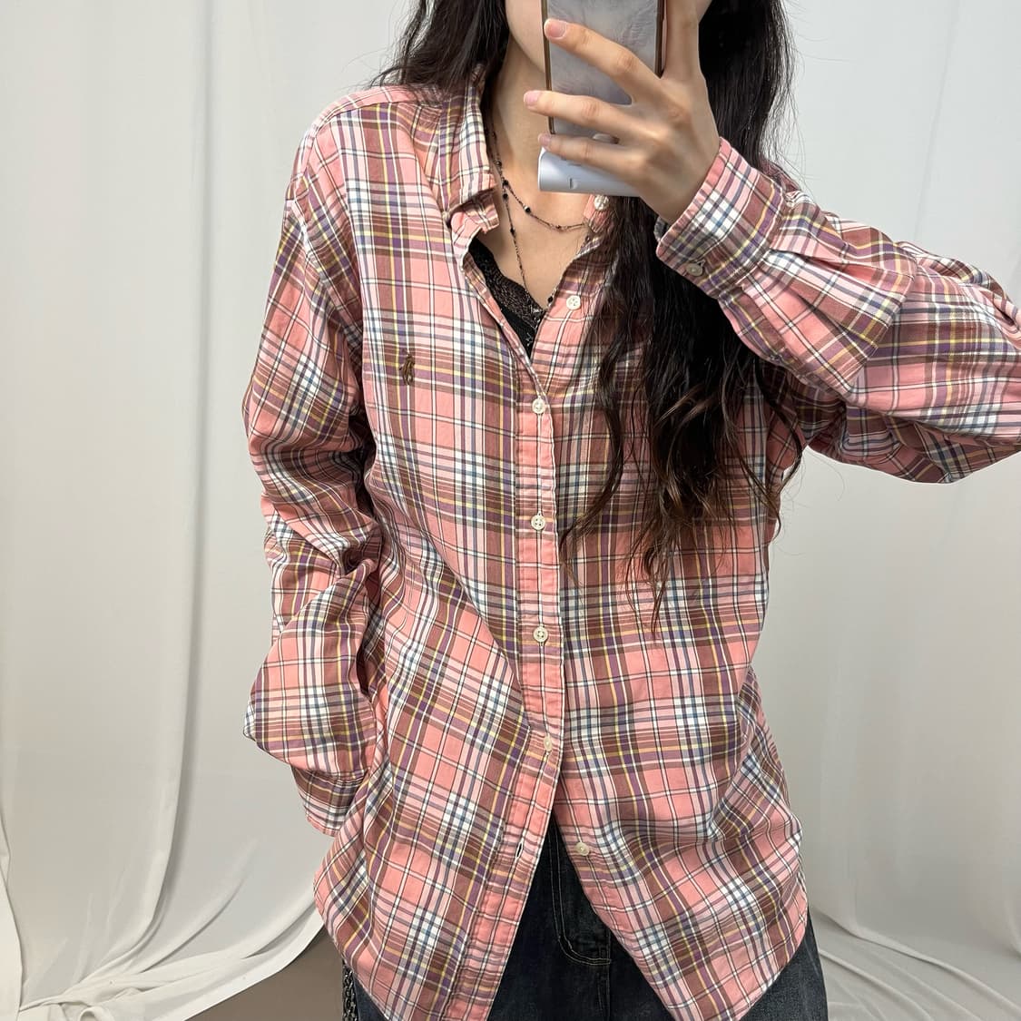 Polo pink check shirt 상품이미지3
