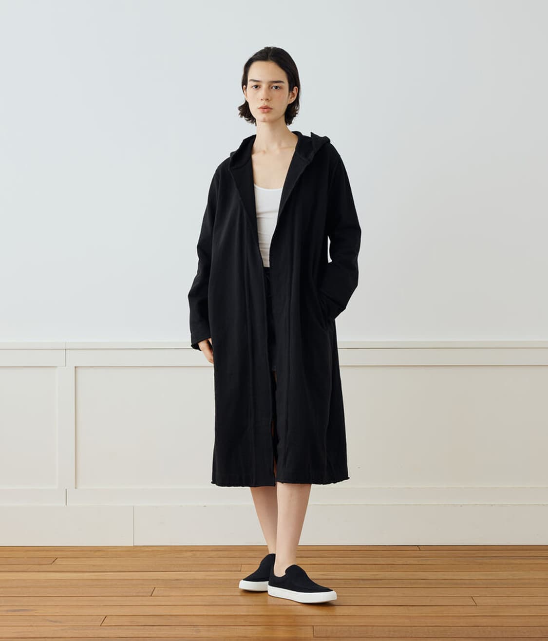 (정품/새상품) 제임스펄스 여성 블랙 프렌치 테리 후드 코트 상품이미지4