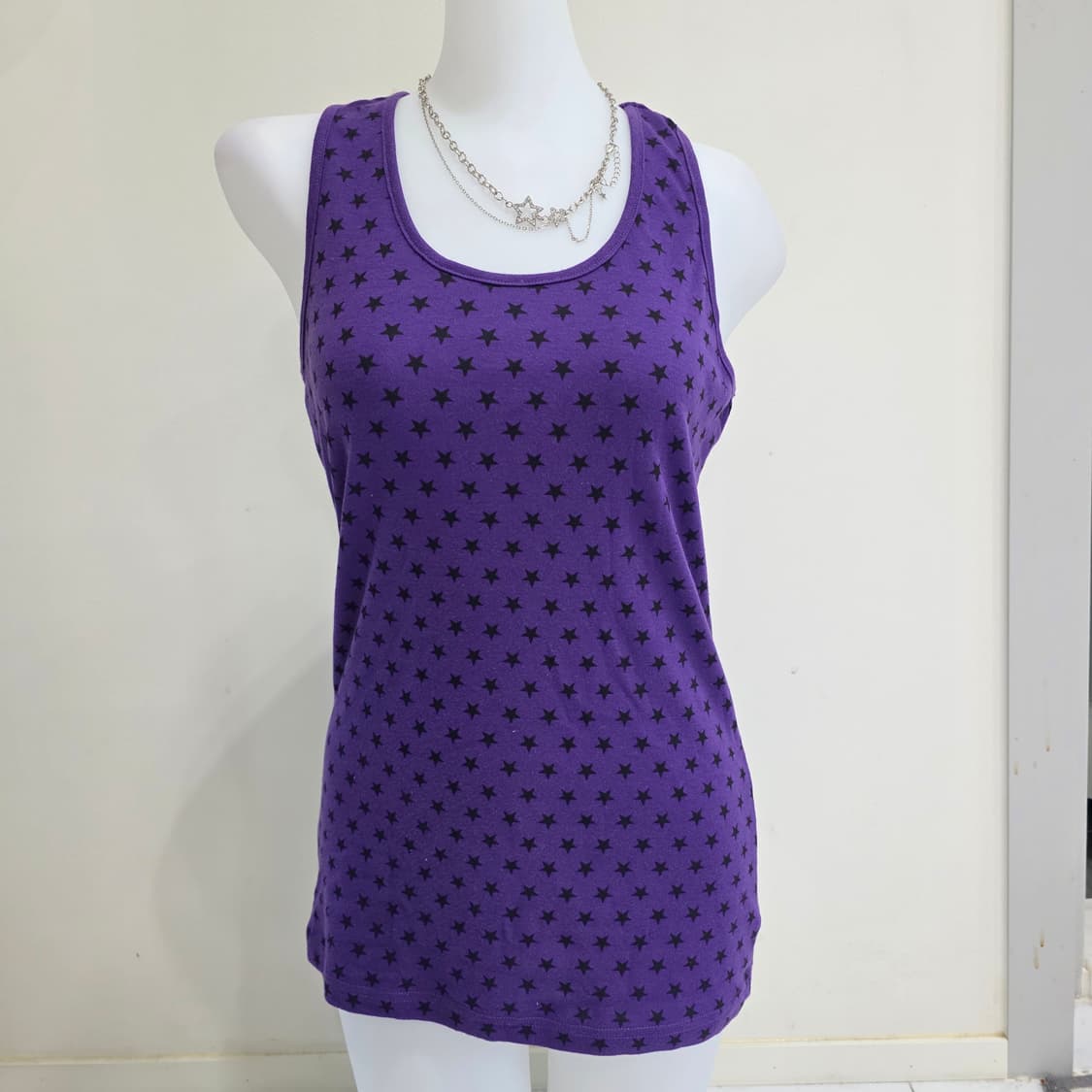 일본빈티지)y2k 오네갸루st 대대장 퍼플x블랙 스타 민소매슬리브리스 상품이미지2