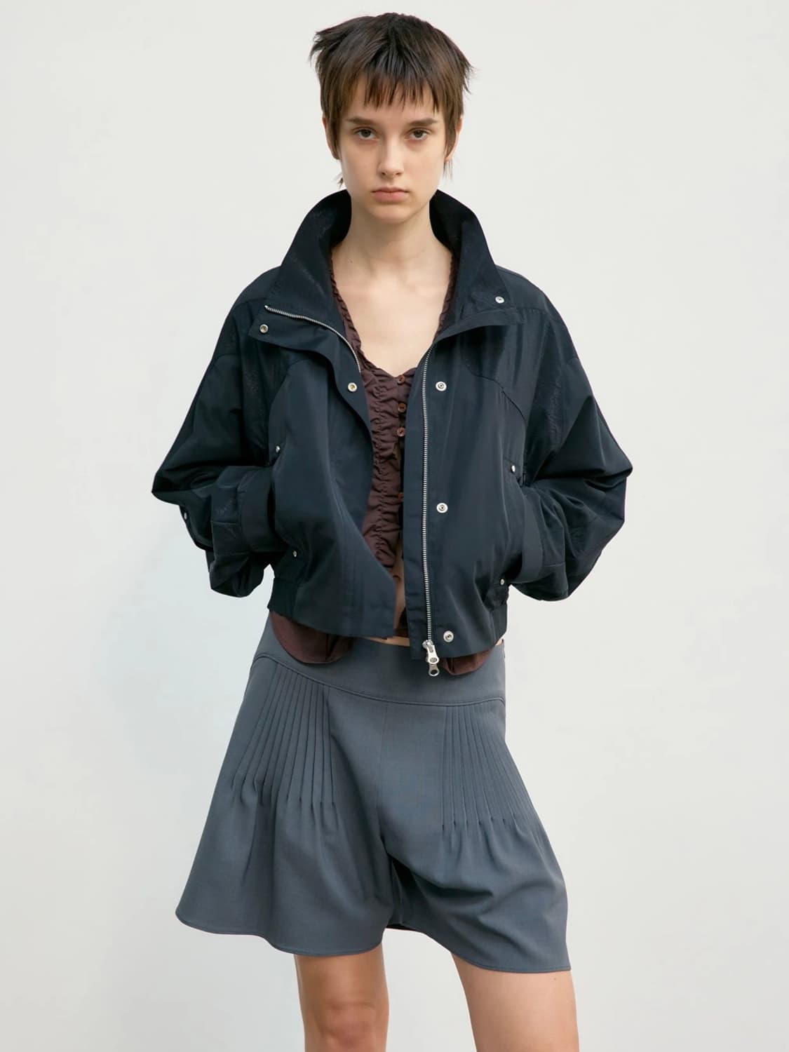 로우클래식 contrast zip-up short jk 블랙 L 새상품 상품이미지5