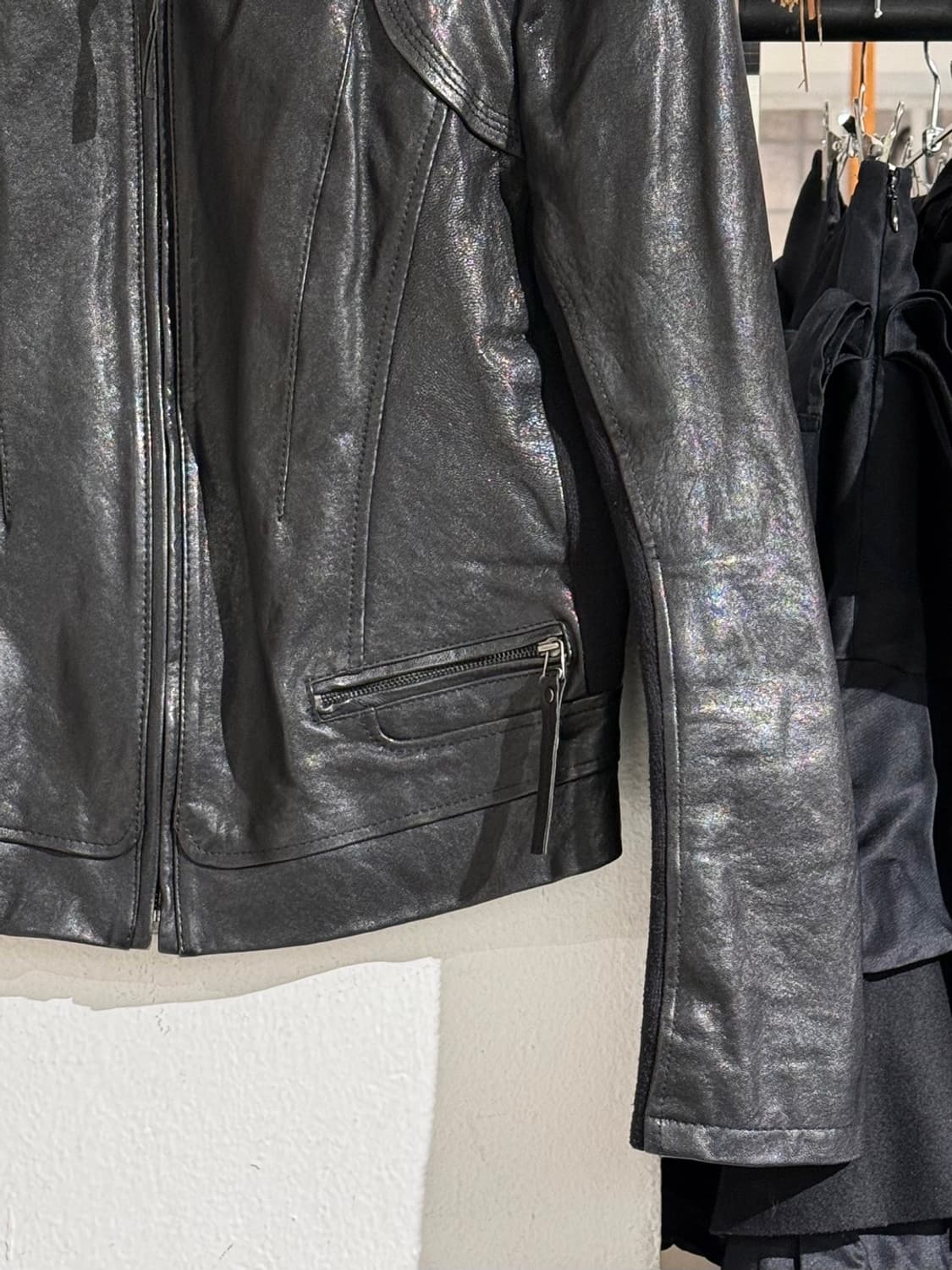 크로코 블랙 램스킨 집업 레더 라이더 자켓  상품이미지5