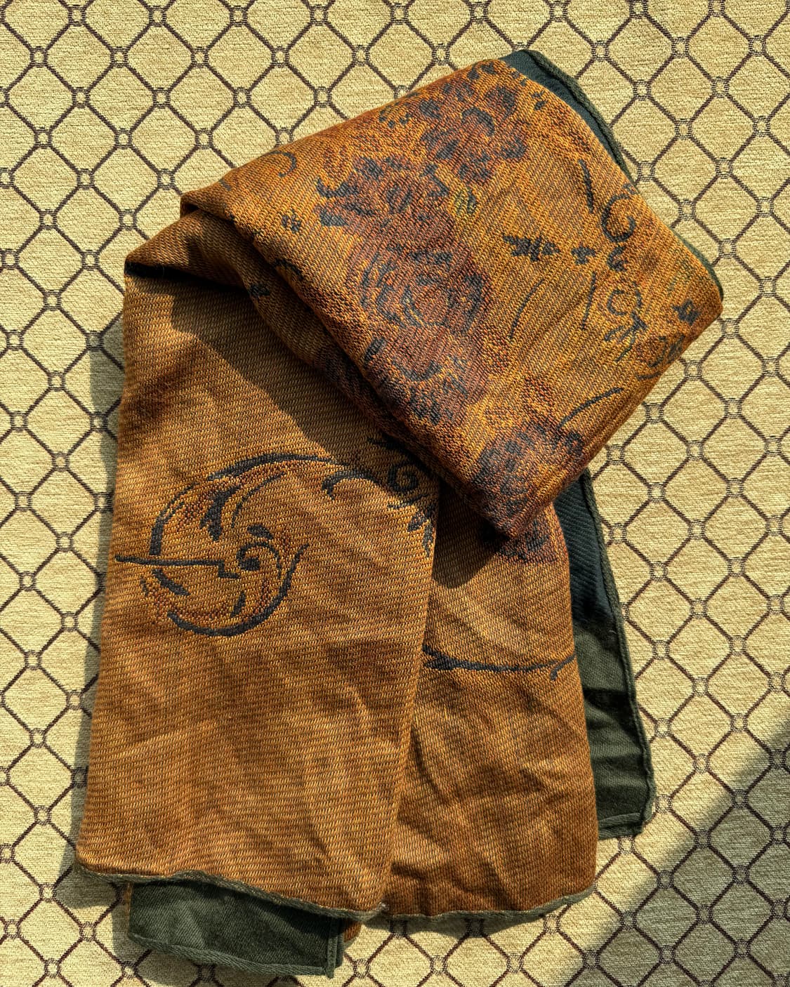 오렌지 그린 배색 머플러 상품이미지1