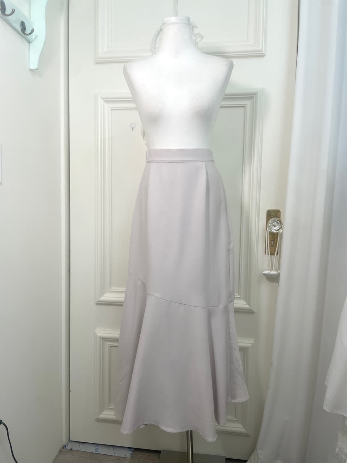 sheer pinkgray diagonal ruffle long skir 상품이미지1