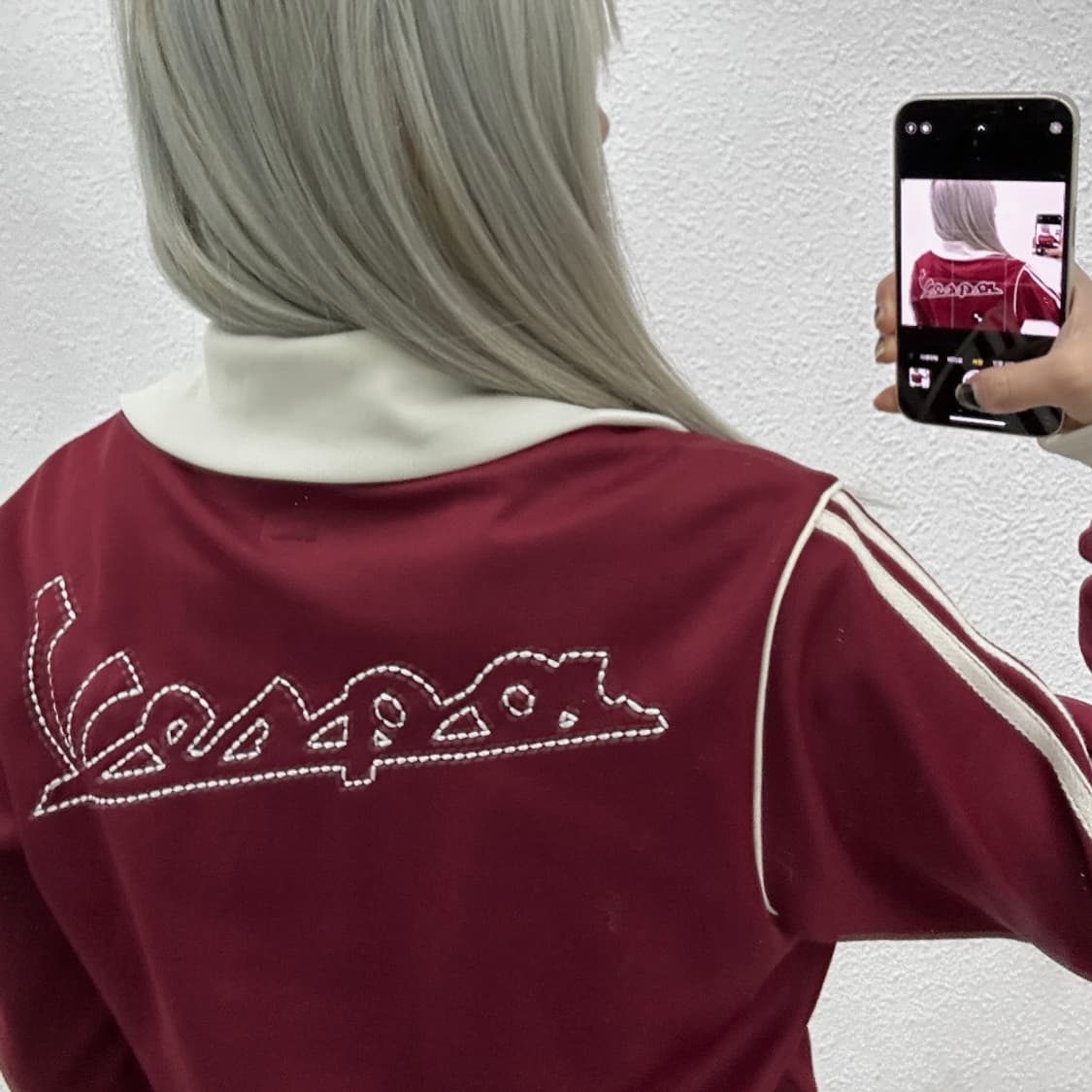 아디다스 x 베스파 화이트배색 버건디 트랙탑 100 상품이미지3