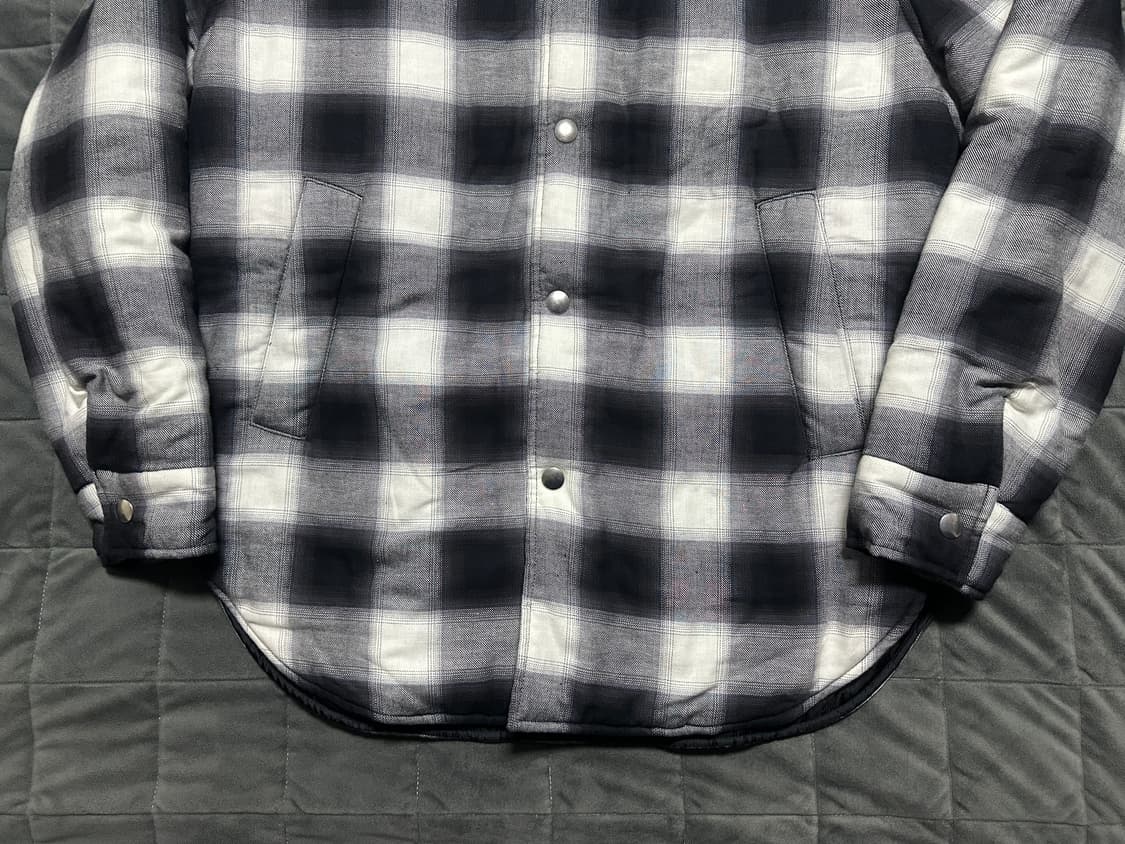 [L] 산드로 체크 퀼팅 누빔 셔츠 자켓 블랙 - 새상품 상품이미지8