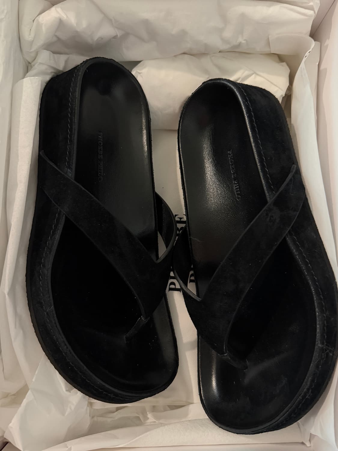 피비파일로 블랙 스웨이드 플리플랍 상품이미지4