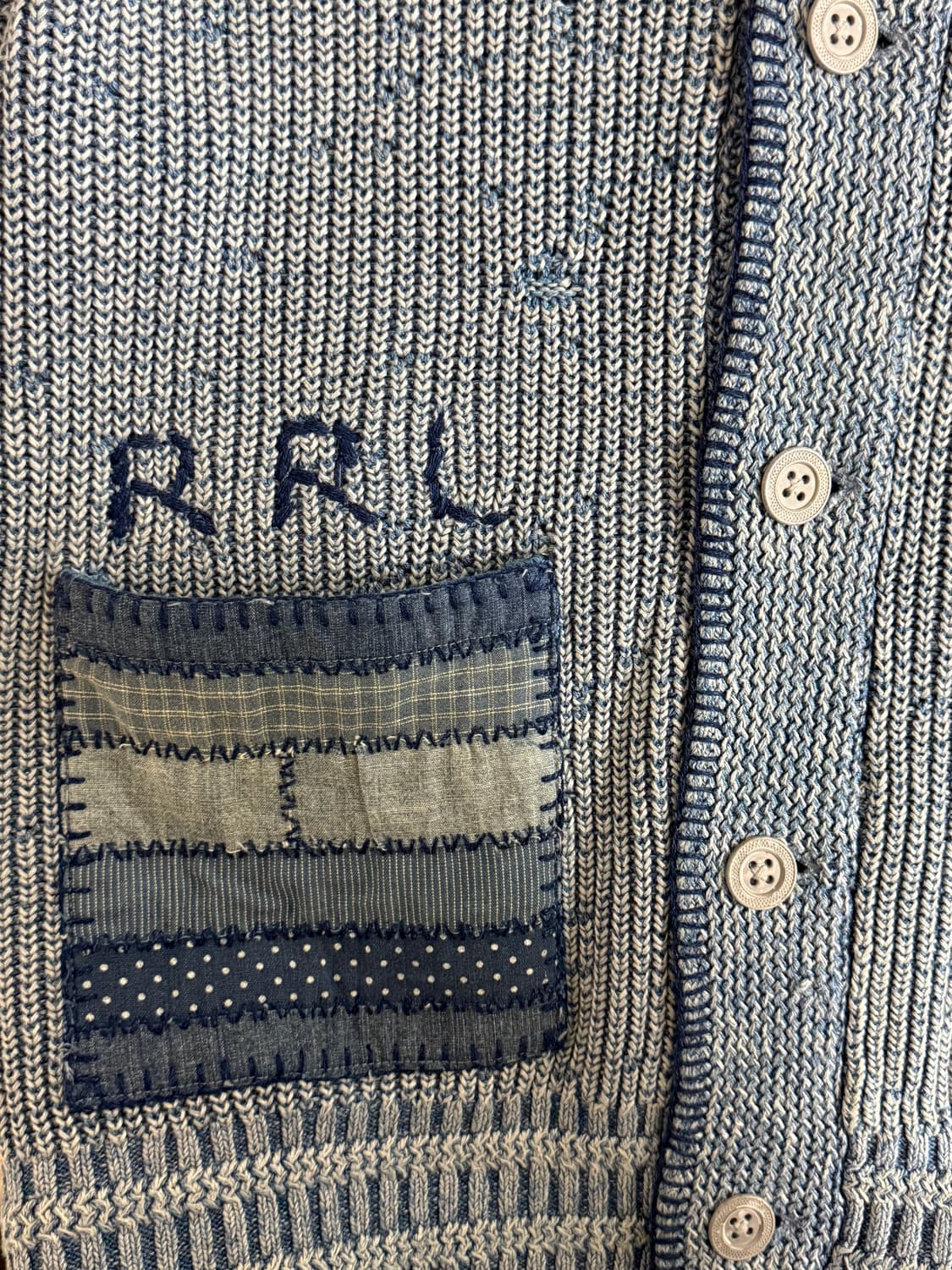 RRL 숄카라 핸드니트 패치워크 Shawl kara hand knit 상품이미지4