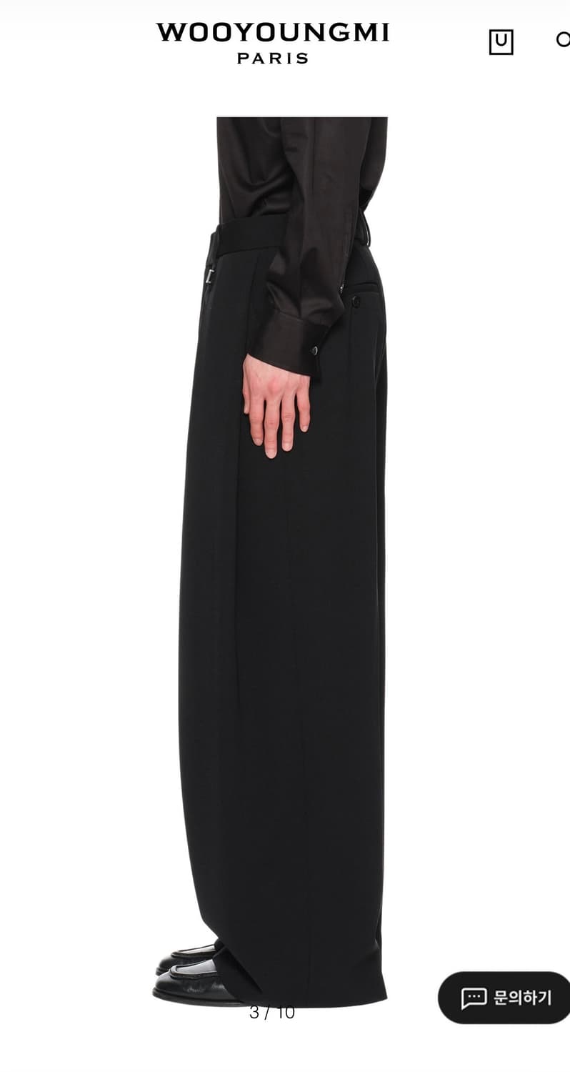 우영미 24ss 투턱 블랙울와이드 팬츠 48사이즈 상품이미지2