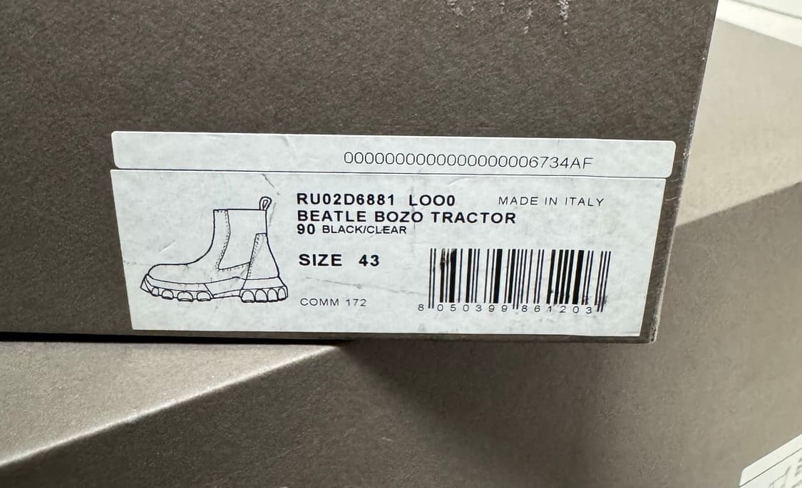 릭오웬스 트랙터부츠 클리어솔 43사이즈 상품이미지3