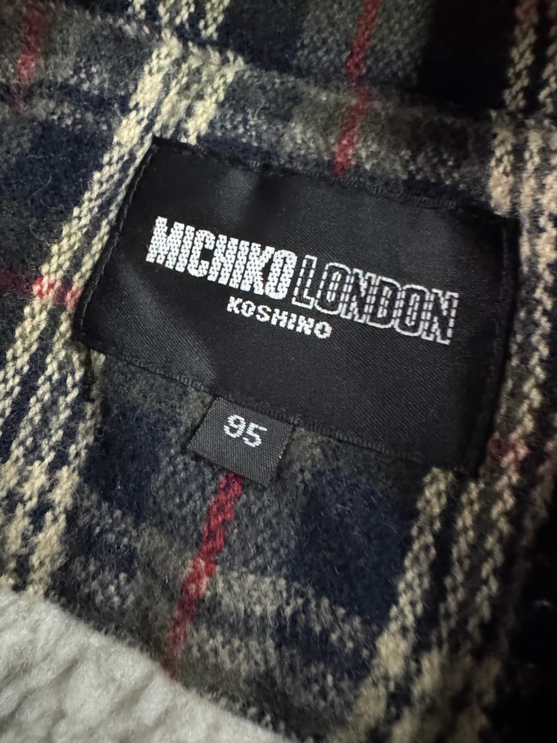 미치코 런던 보아털 안감 빈티지 오버핏 체크 자켓 L 상품이미지5