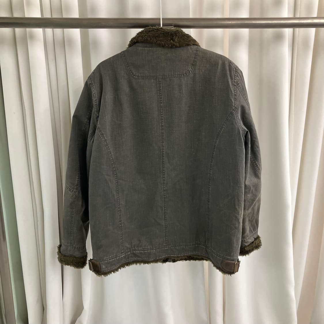 스미스 아메리칸 빈티지 워싱 퍼 하이넥 데님 자켓 L 상품이미지2