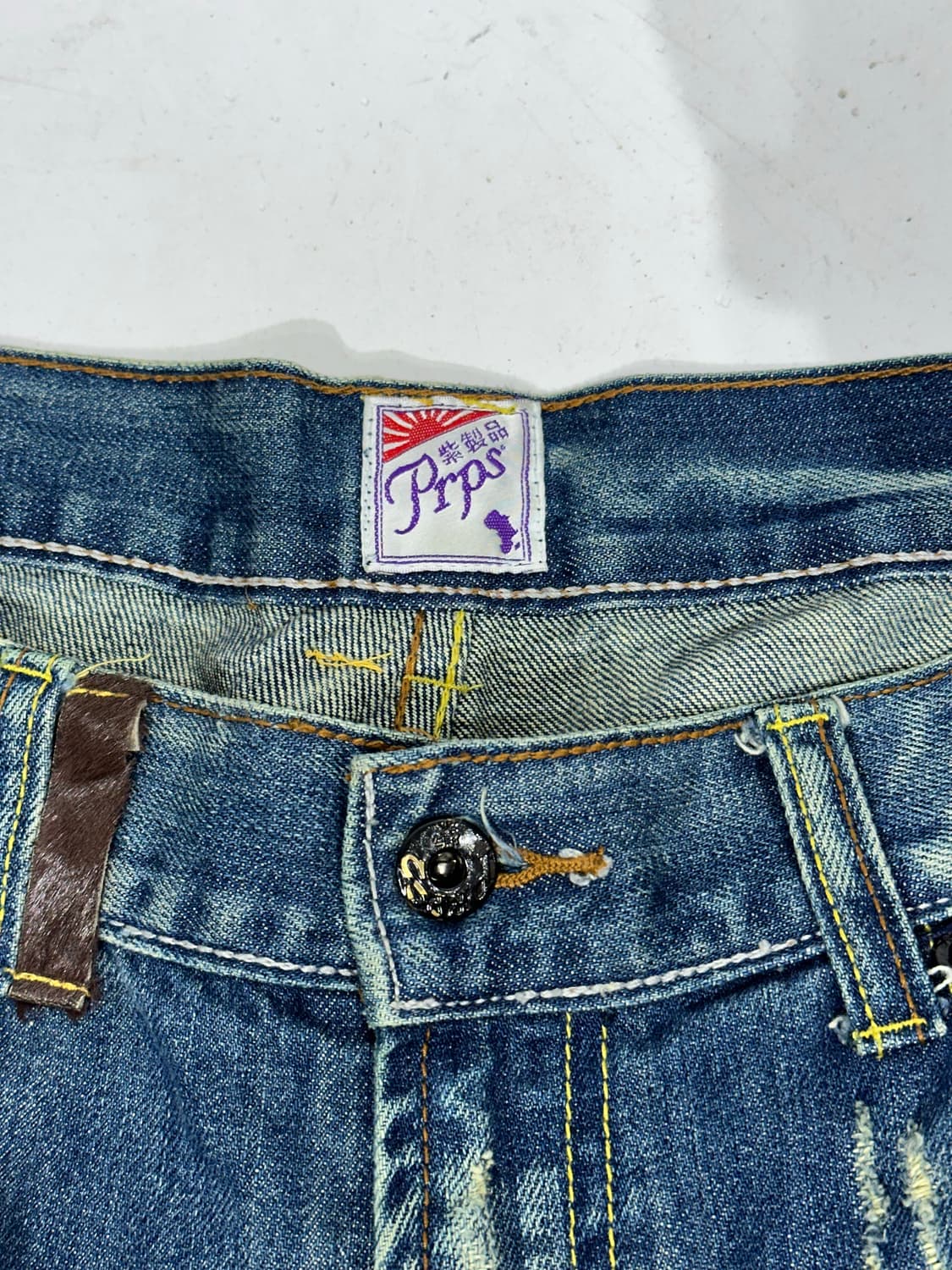 빈티지 Prps 재패니즈 중청 워싱 크롭 와이드 데님 팬츠 상품이미지7