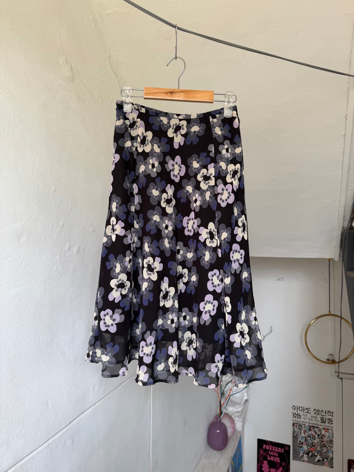 미디 플레어 플라워 퍼플 스커트 상품이미지1
