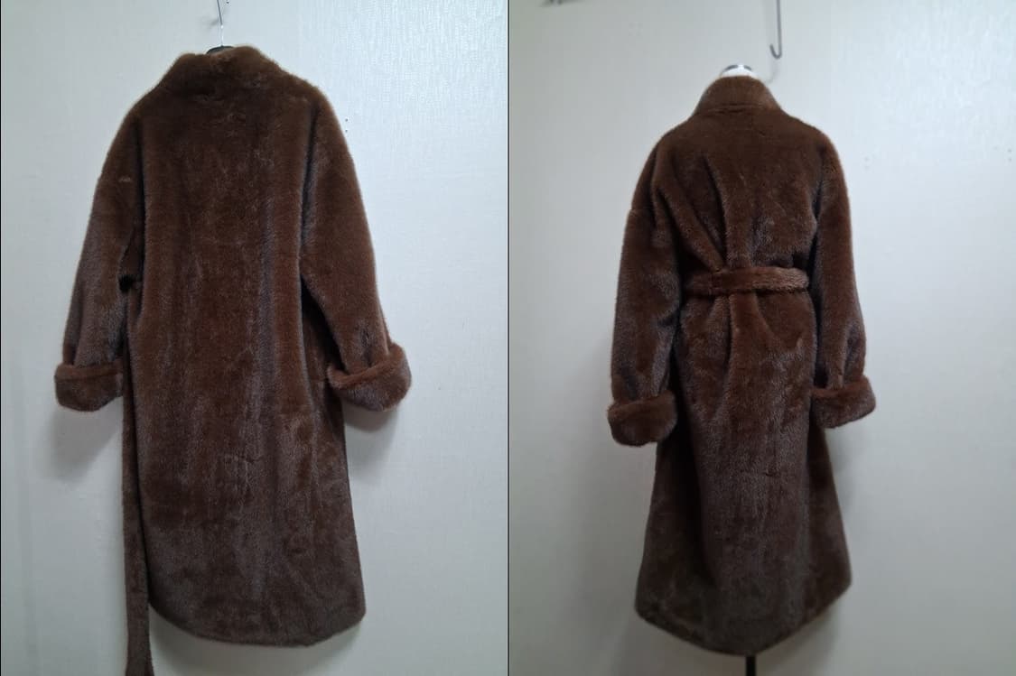 트랜드 브이넥 밍크롱코트 모조밍크 두툼  77까지오버핏 상품이미지2