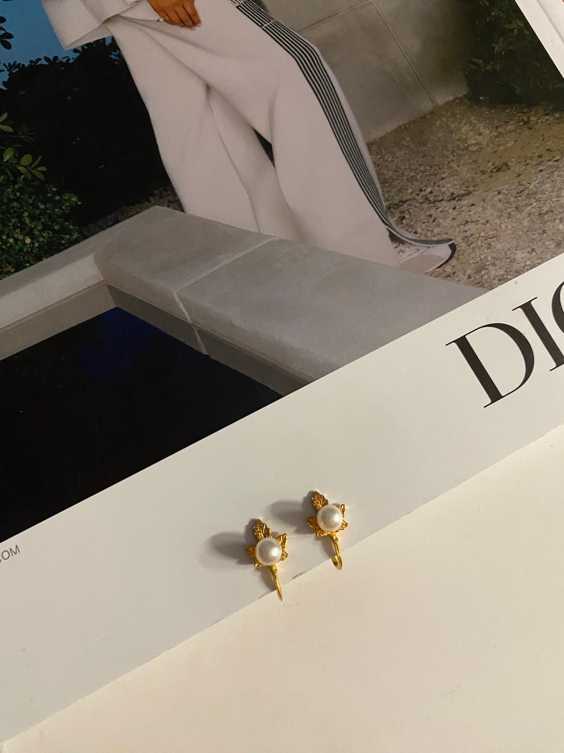 빈티지 리프 진주 귀걸이 귀찌 상품이미지1