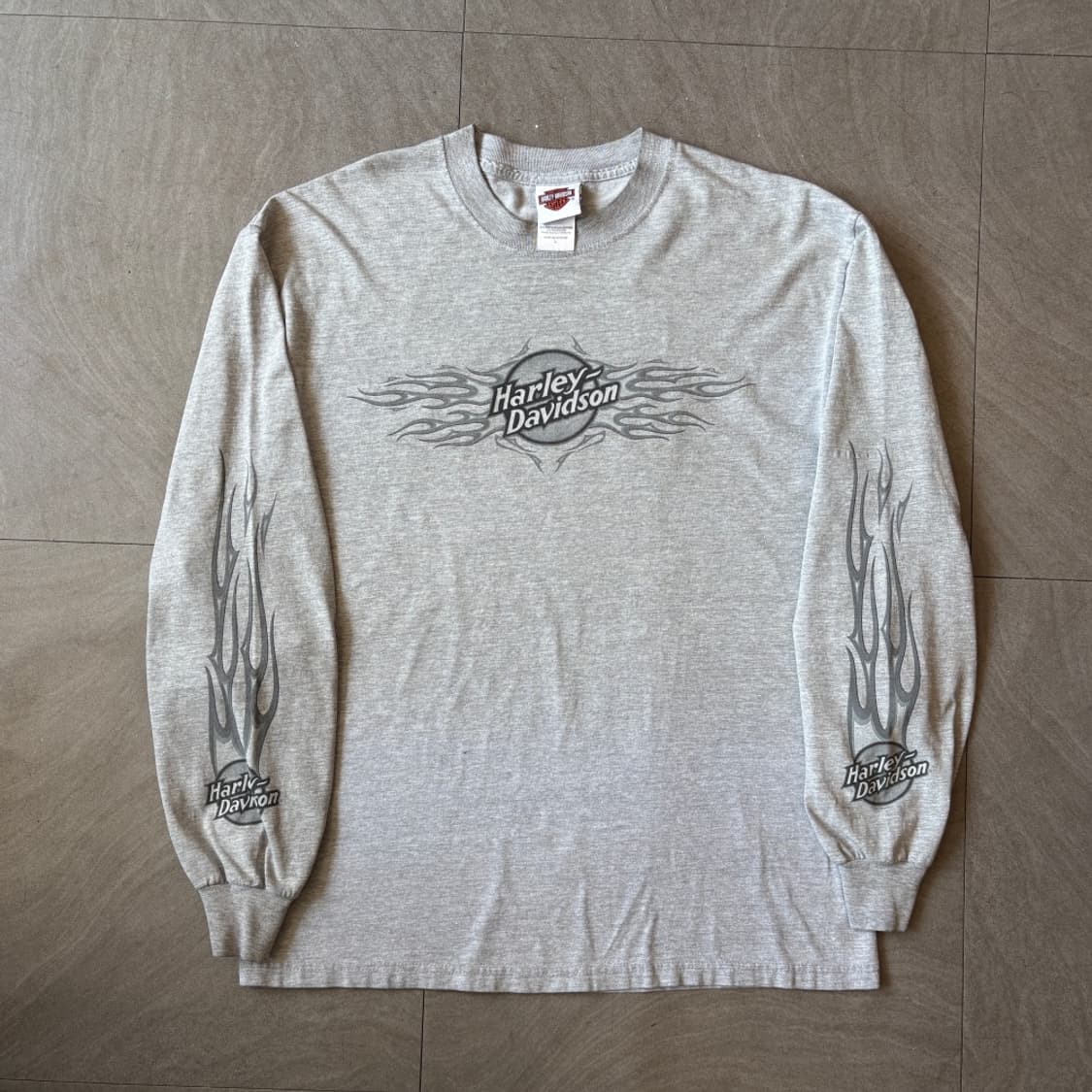 할리데이비슨 미국 생산 그레이 플레임 긴팔 티셔츠 상품이미지1