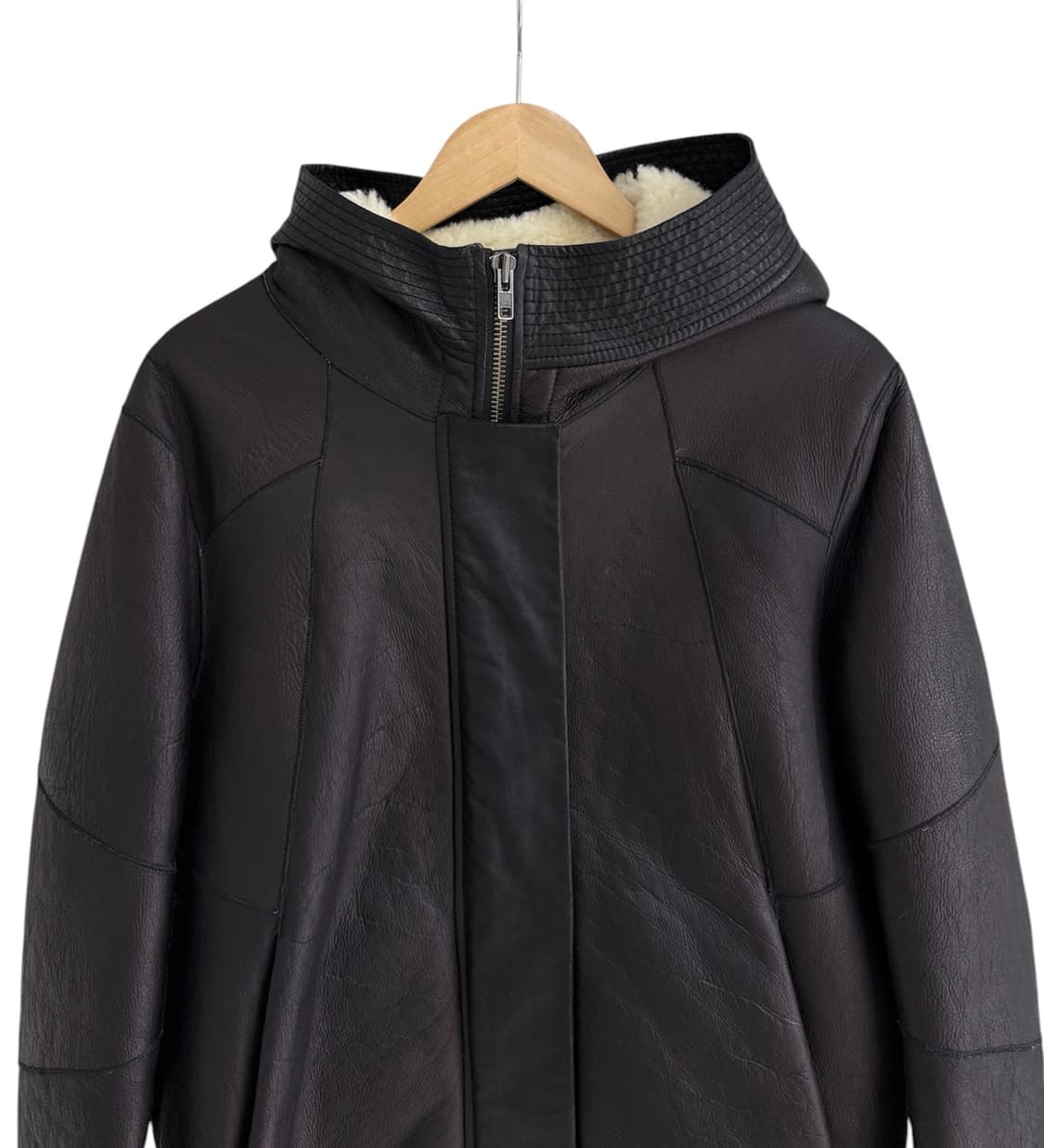 헬무트랭 쉽 스킨 시어링 레더 후드 자켓 상품이미지3