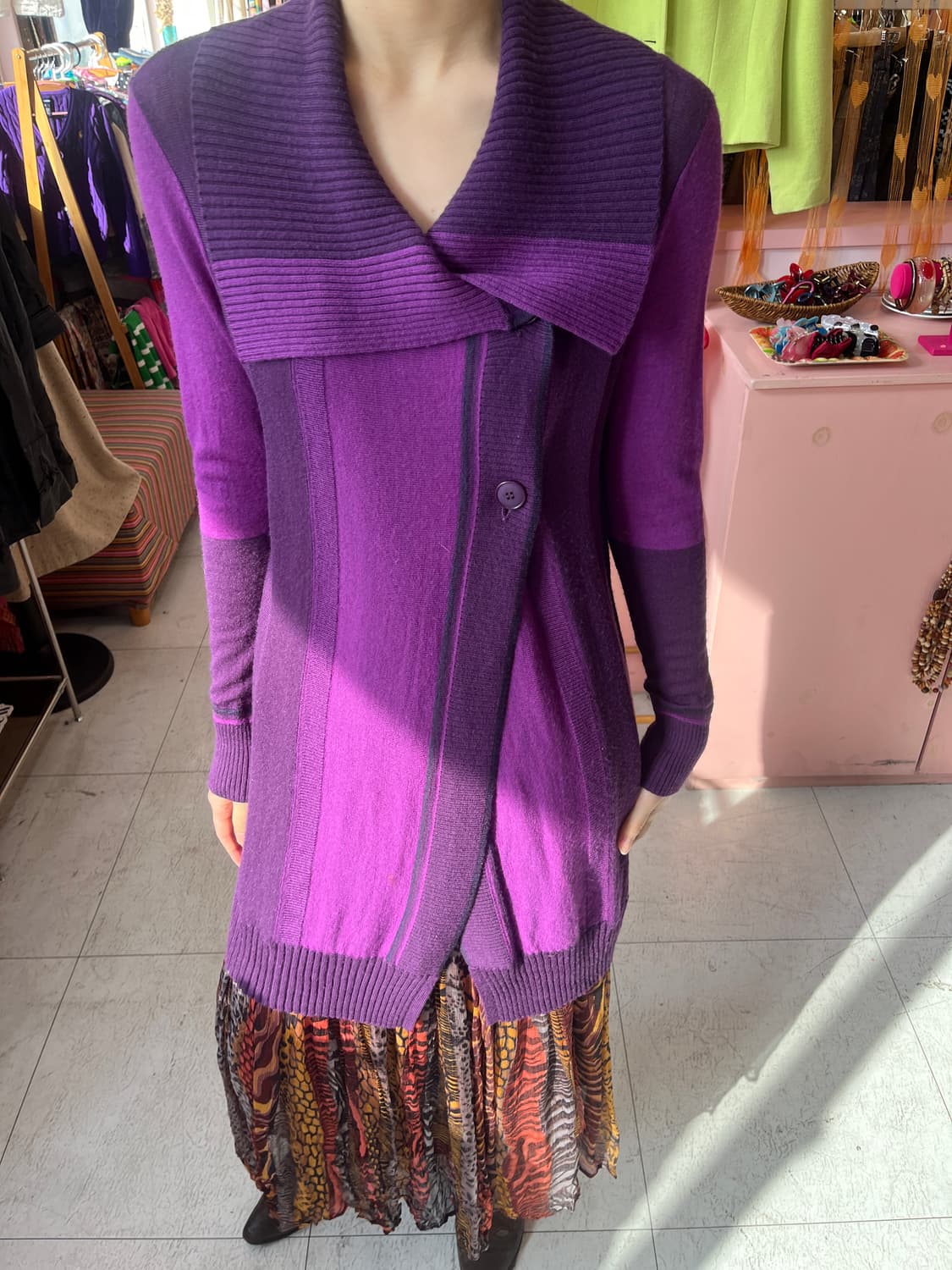 딥 퍼플 울 레이어드 가디건 자켓 상품이미지2