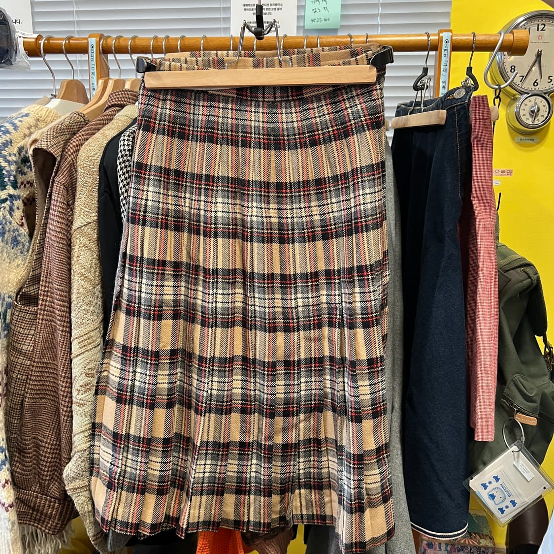 [Japanese Vintage] 체크 울 미디 플리츠 랩 스커트 상품이미지2