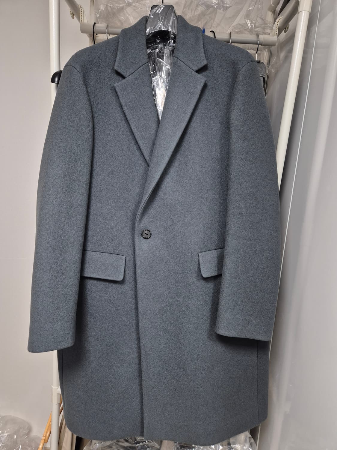 질스튜어트 뉴욕 울캐시미어 세미더블 원버튼 코트 그레이 M 사이즈 상품이미지1