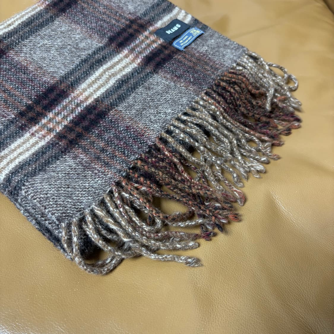 Beams 빔즈 플레이드 체크 브라운 머플러 목도리 (Brown) 상품이미지4