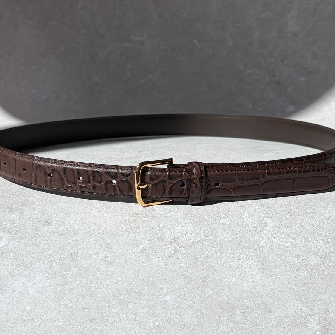Oribell 크로커다일 페이던트 소가죽 골드버클 미니멀 버클 벨트 상품이미지6