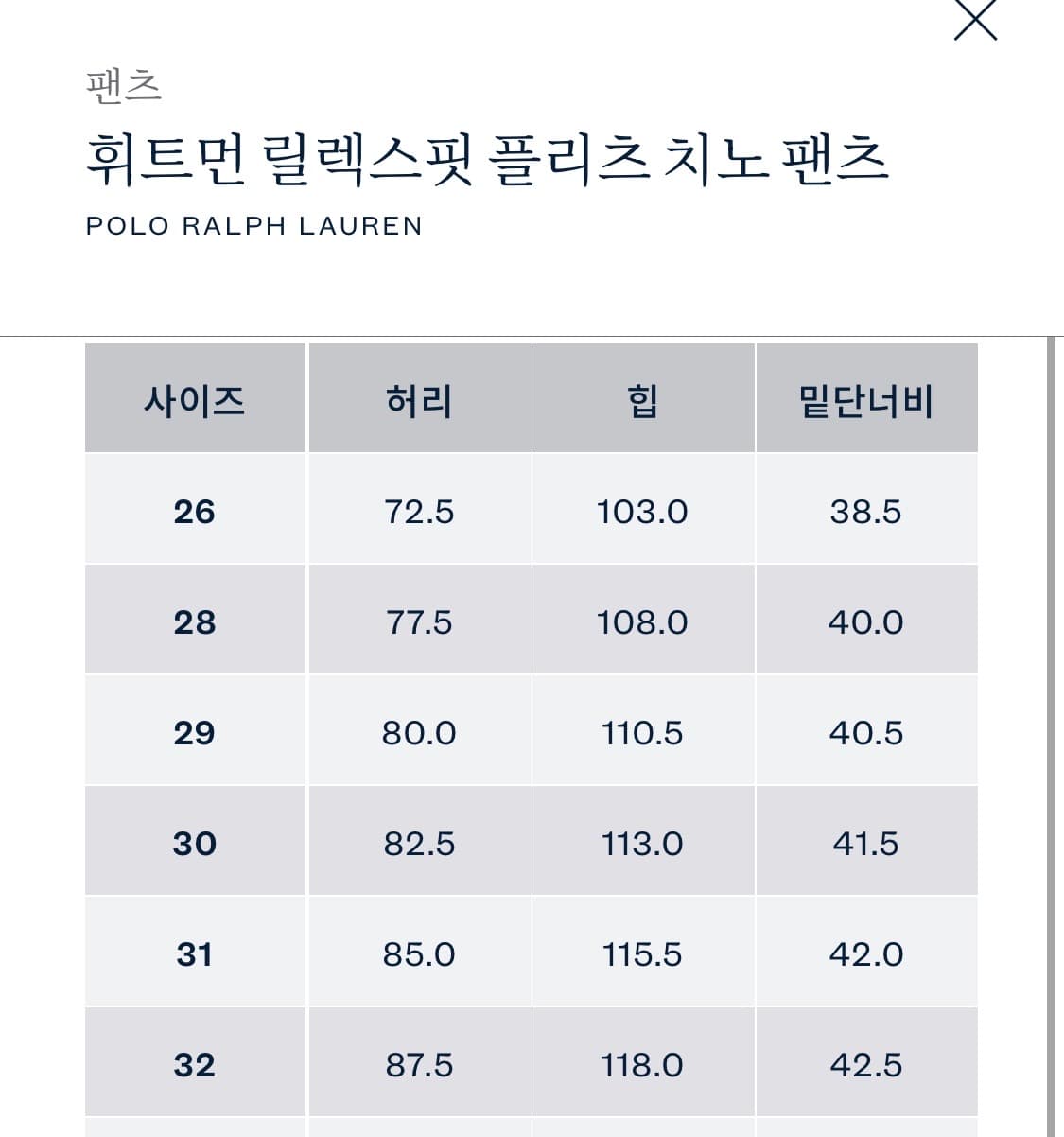 폴로 랄프로렌 휘트먼 치노팬츠(32x32) 상품이미지8