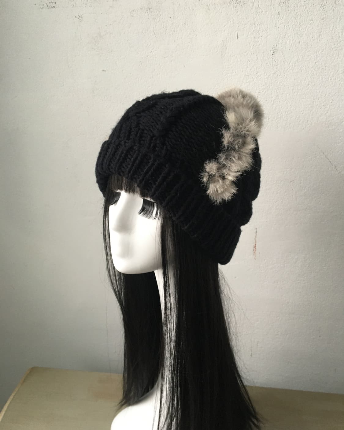  fur trimming pom knit beanie 상품이미지2