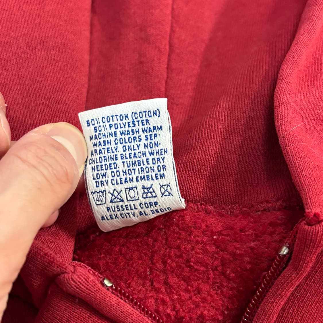 90s USA Russell Zip Hoodie Red 러셀 후드집업 상품이미지4