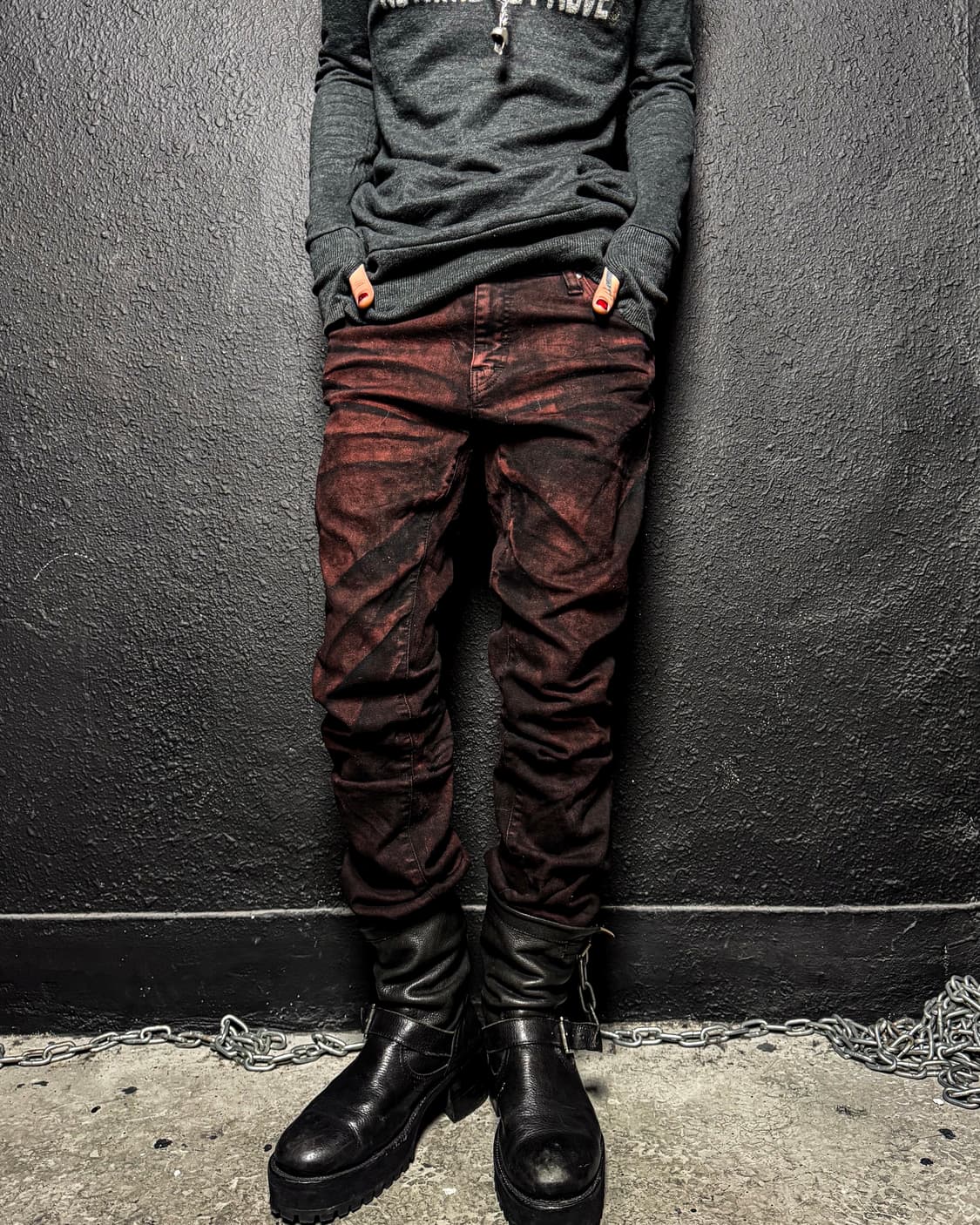 TORNADO MART – Red-Dyed Slim Denim Pants 상품이미지8