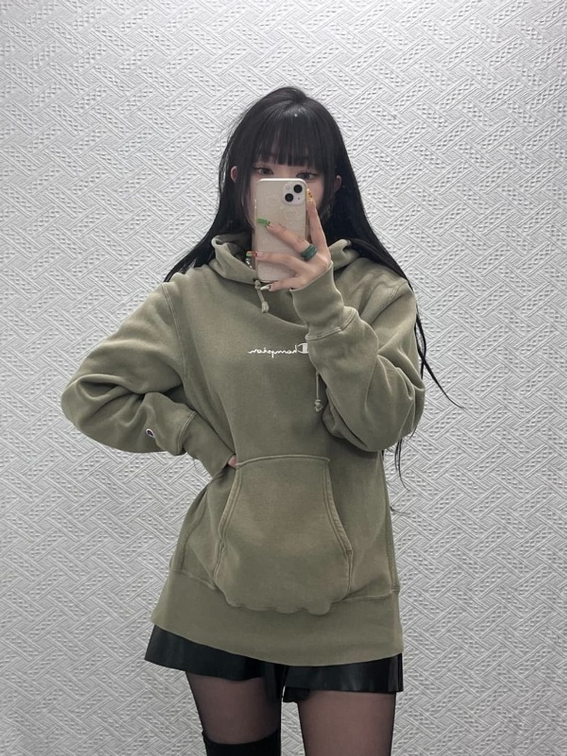 챔피온 리버스위브 빈티지 올리브카키 후드티 L C09539 상품이미지2