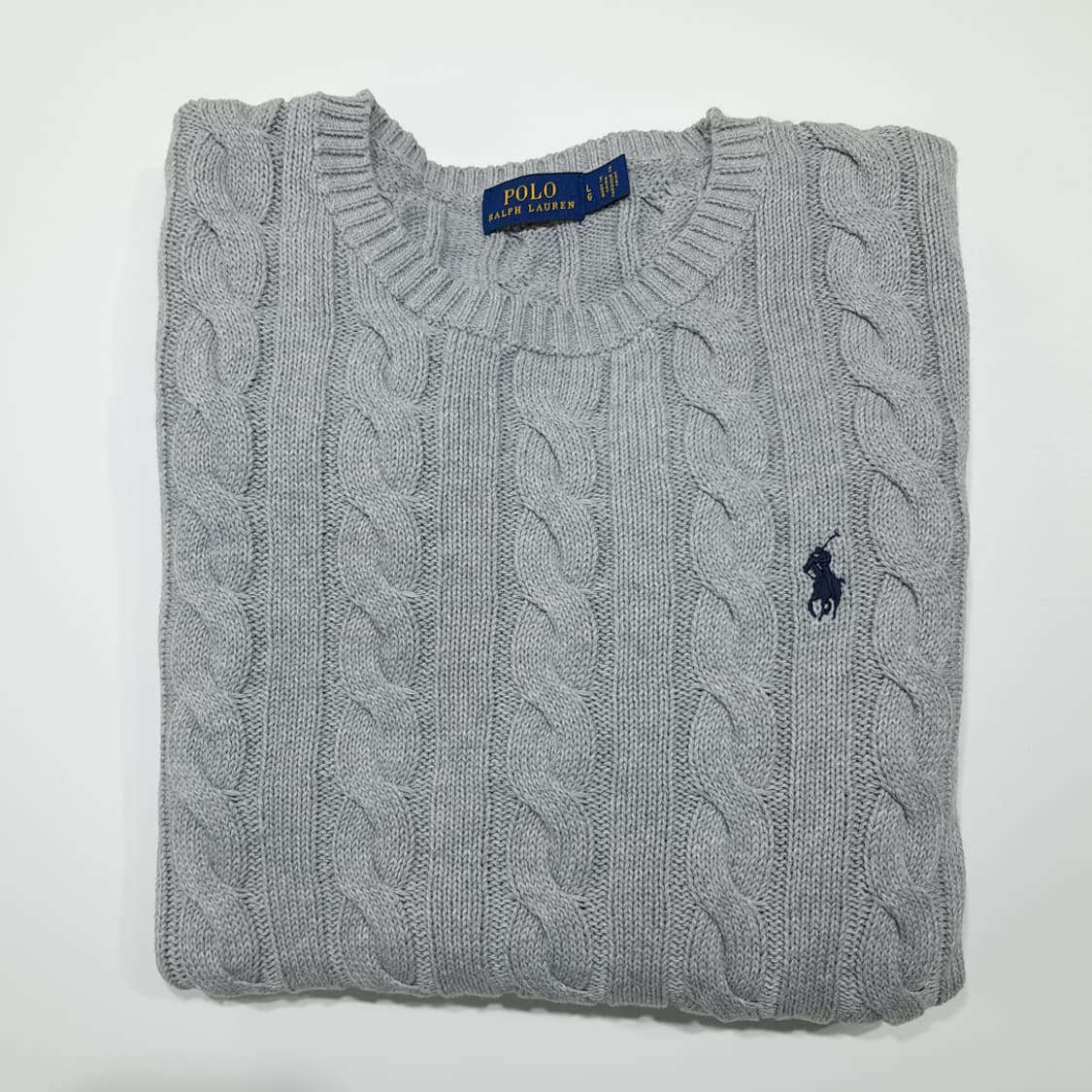 CK003 L 폴로 00s 케이블 라이트그레이 니트 스웨터 상품이미지7