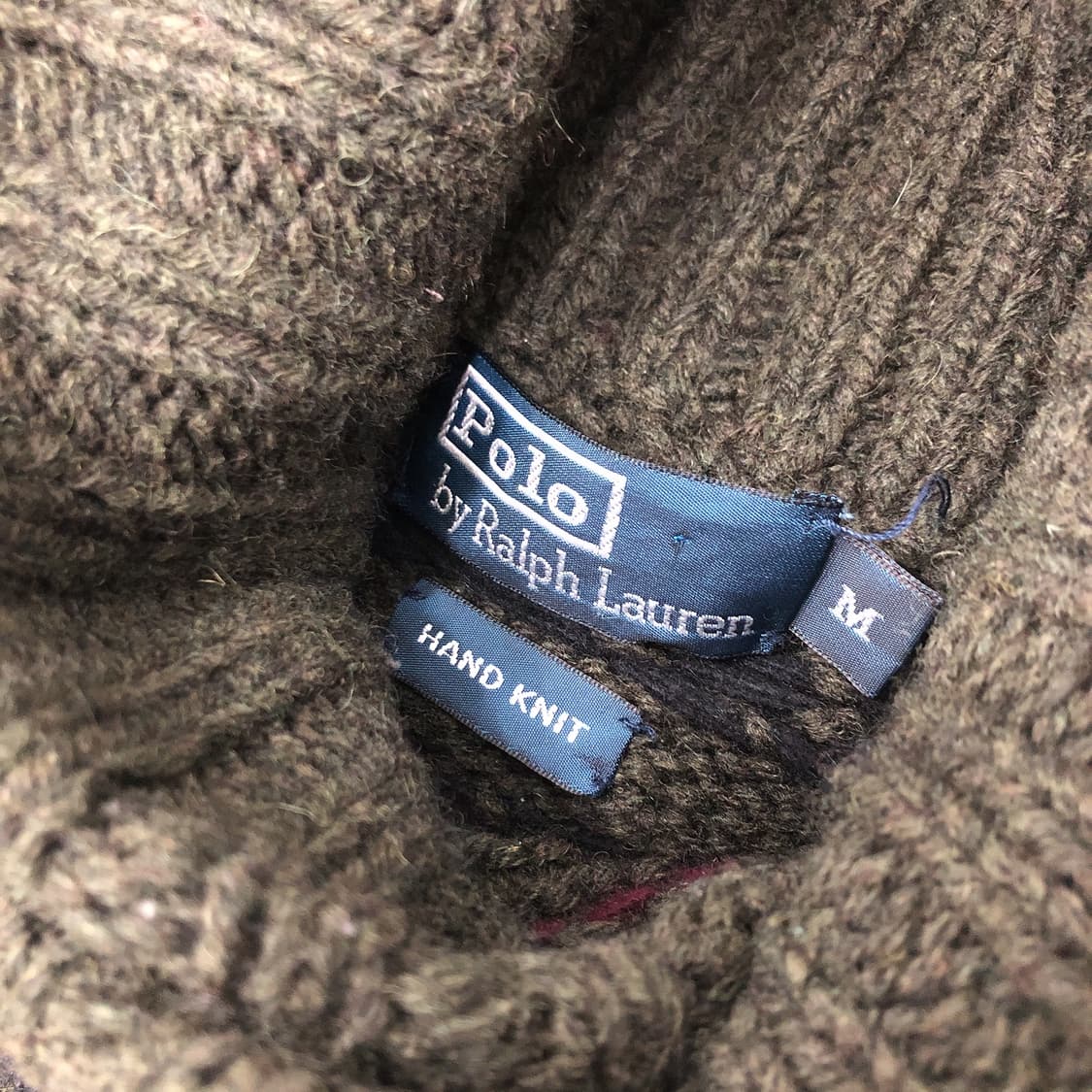 폴로 랄프로렌 핸드니트 울 캐시미어 숄카라 니트 스웨터 M 상품이미지3