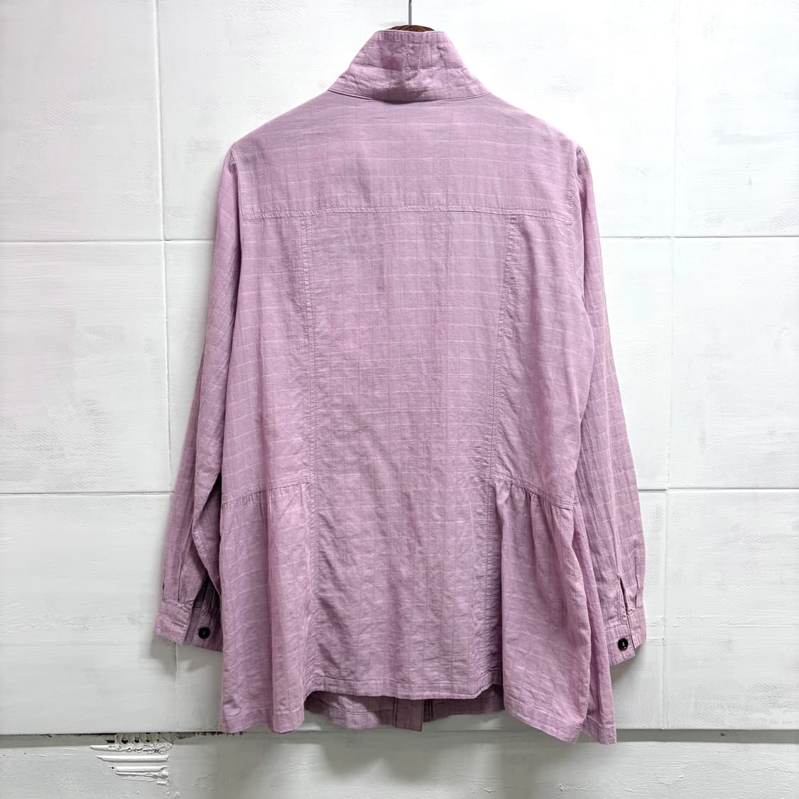 라벤더 긱시크 코튼 셔링 체크 셔츠 자켓 JPN 상품이미지6