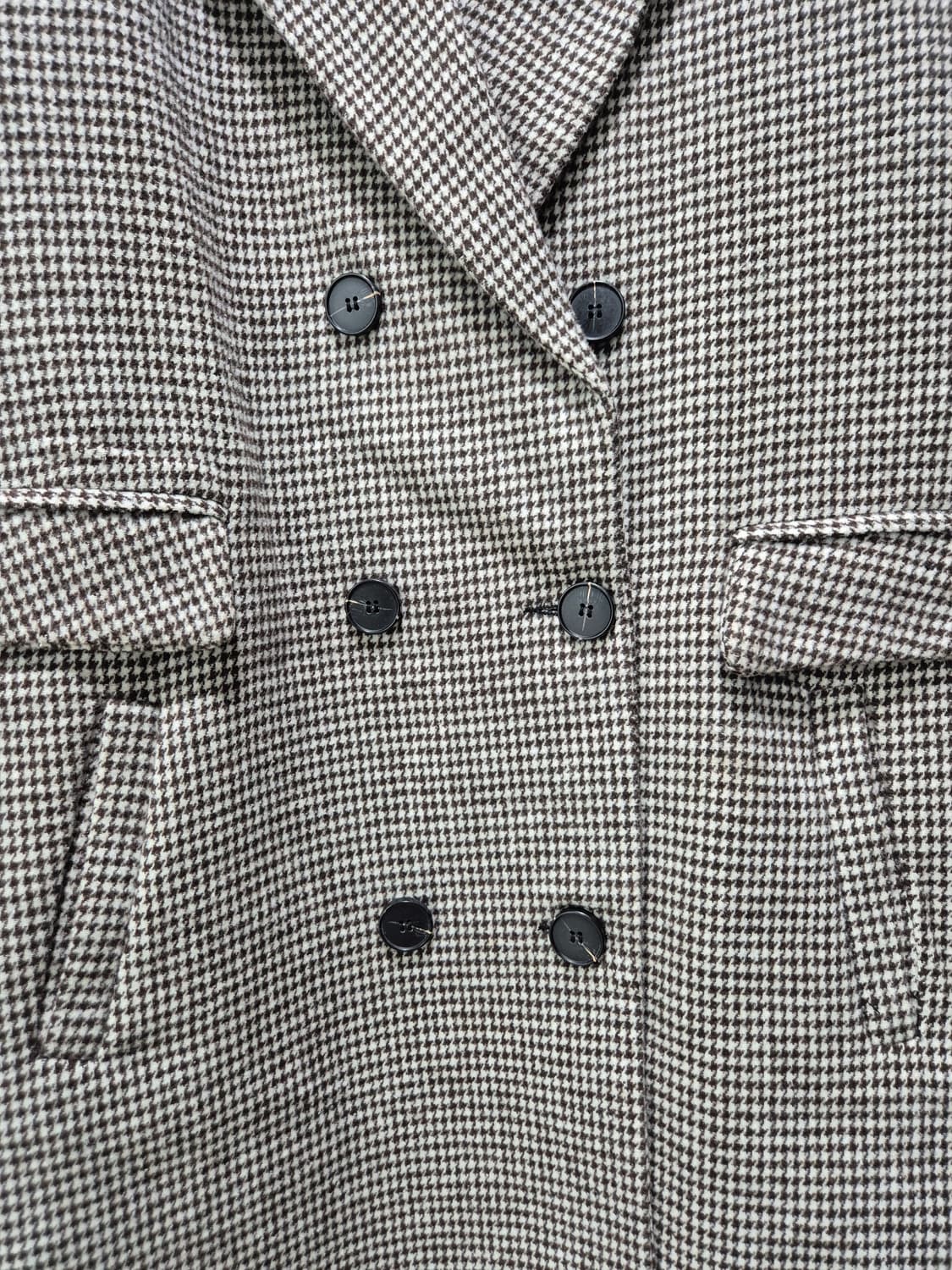 빈티지 하운드투스 체크 더블 코트 브라운 상품이미지3