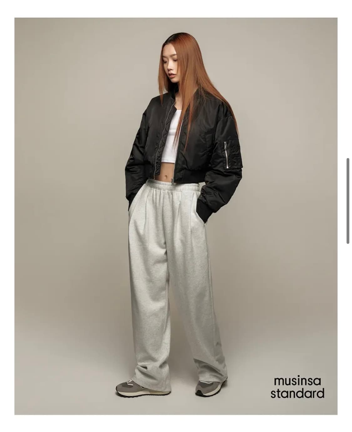 Womens Crop MA-1 Bomber Jacket [Black] 상품이미지2
