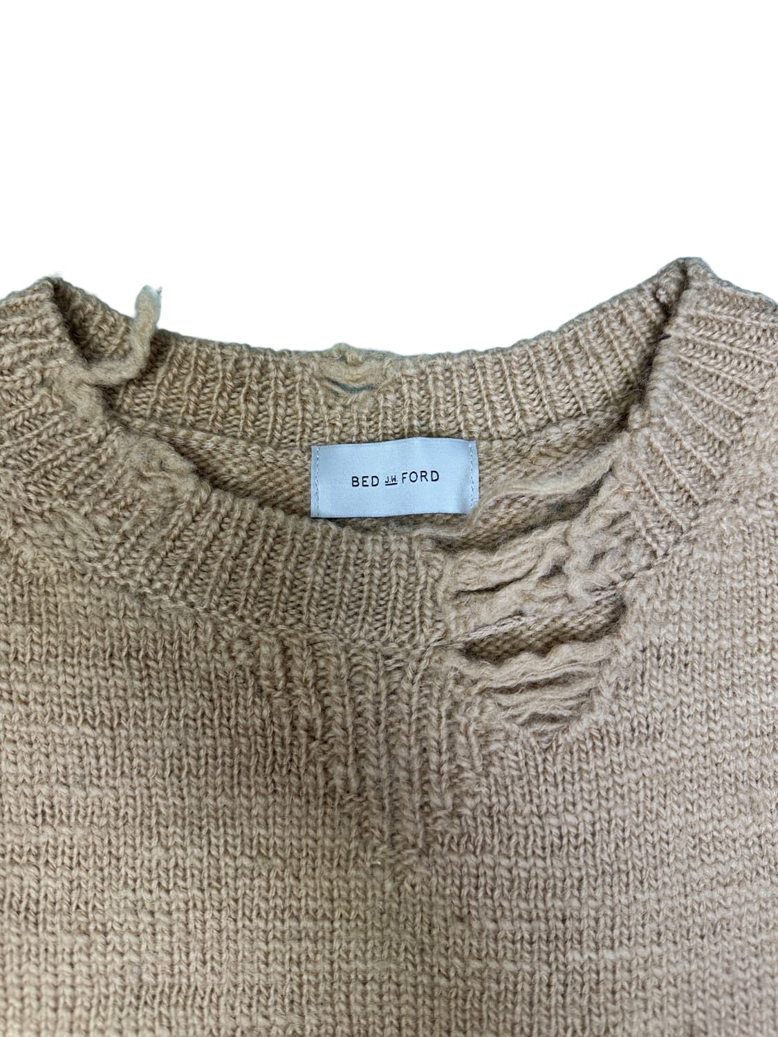 베드jw포드 BED JW FORD 탄 울 볼로 크루 스웨터 카멜 1 상품이미지4