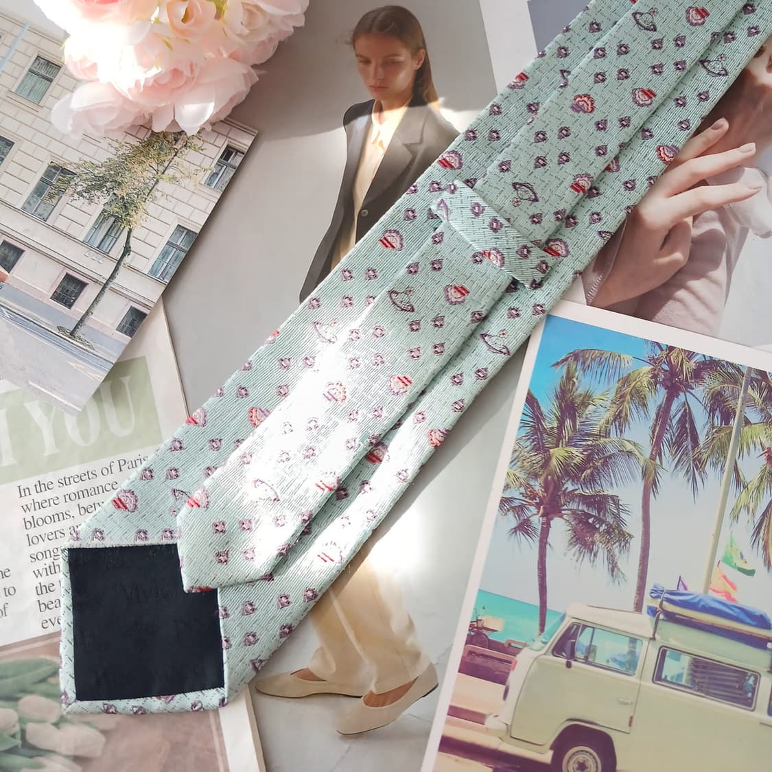 비비안웨스트우드 실크 민트 패턴 넥타이 8.8cm A~B등급 A19481 상품이미지5