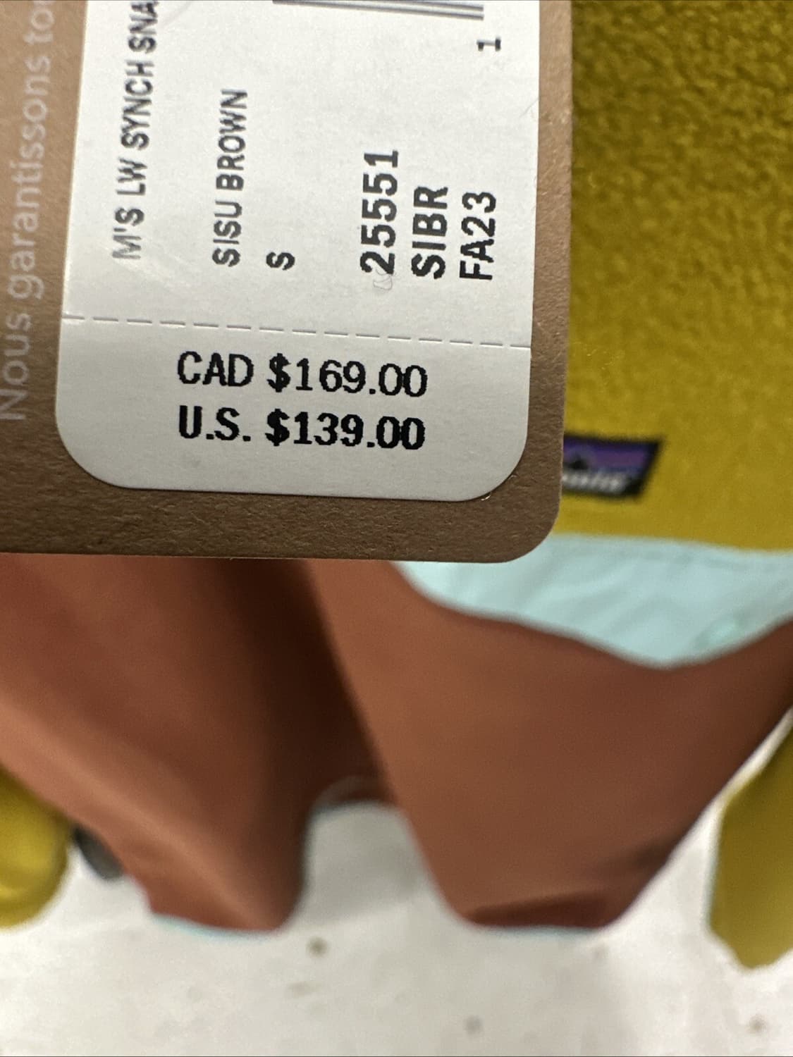 23FW 파타고니아 신칠라 스냅-T 옐로우/브라운 상품이미지4