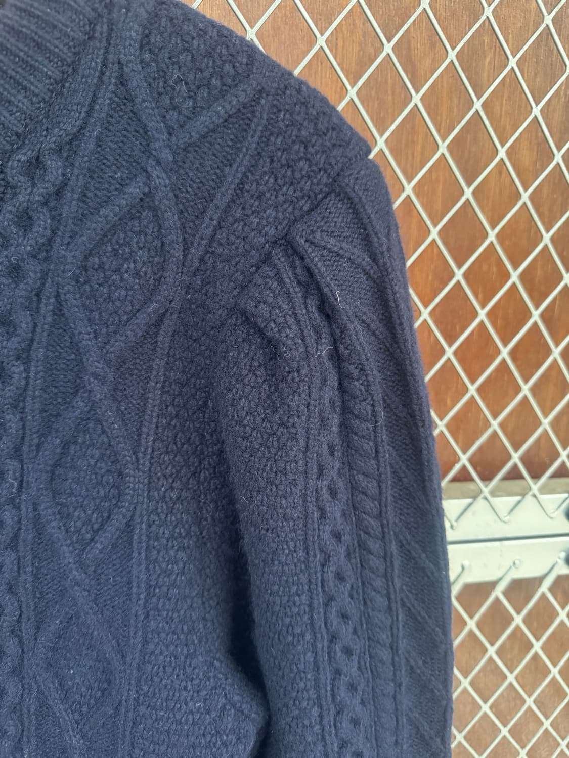해바이해킴 슈퍼파인울 케이블 니트 가디건 S 네이비 상품이미지8