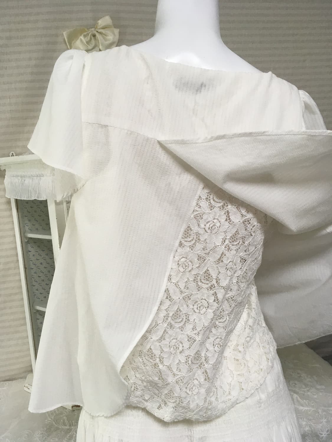 일본빈티지 화이트 엔젤 레이스 프릴 블라우스 상품이미지4