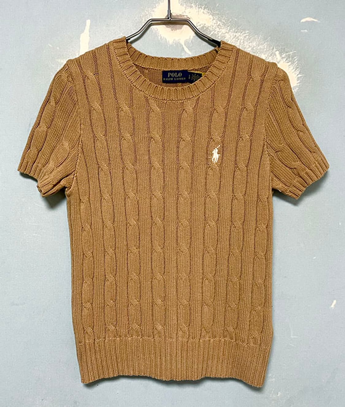 POLO 폴로 여자 꽈배기니트 케이블 반팔 라운드넥 캐주얼 M 95 66 상품이미지1